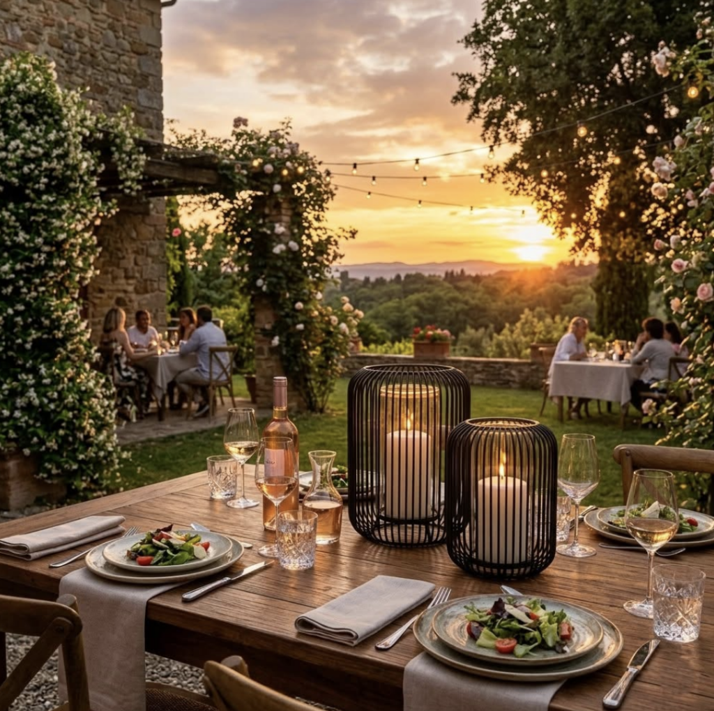 Table d'été décorée avec les éléments de chez CHR Martel