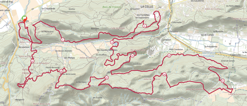 Parcours 42km trail Escarelle
